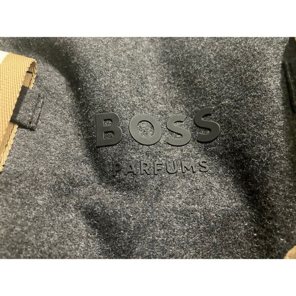 BOSS Parfums Gray Felt Duffel Bag with Striped Handles Travel Gym Bag - Picture 5 of 7
